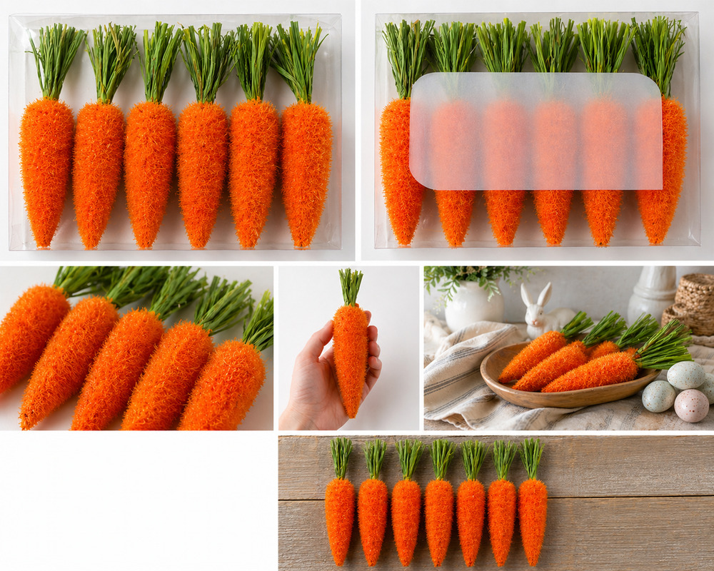 Set of 6 Decorative Faux Carrots – Spring/Easter Decor